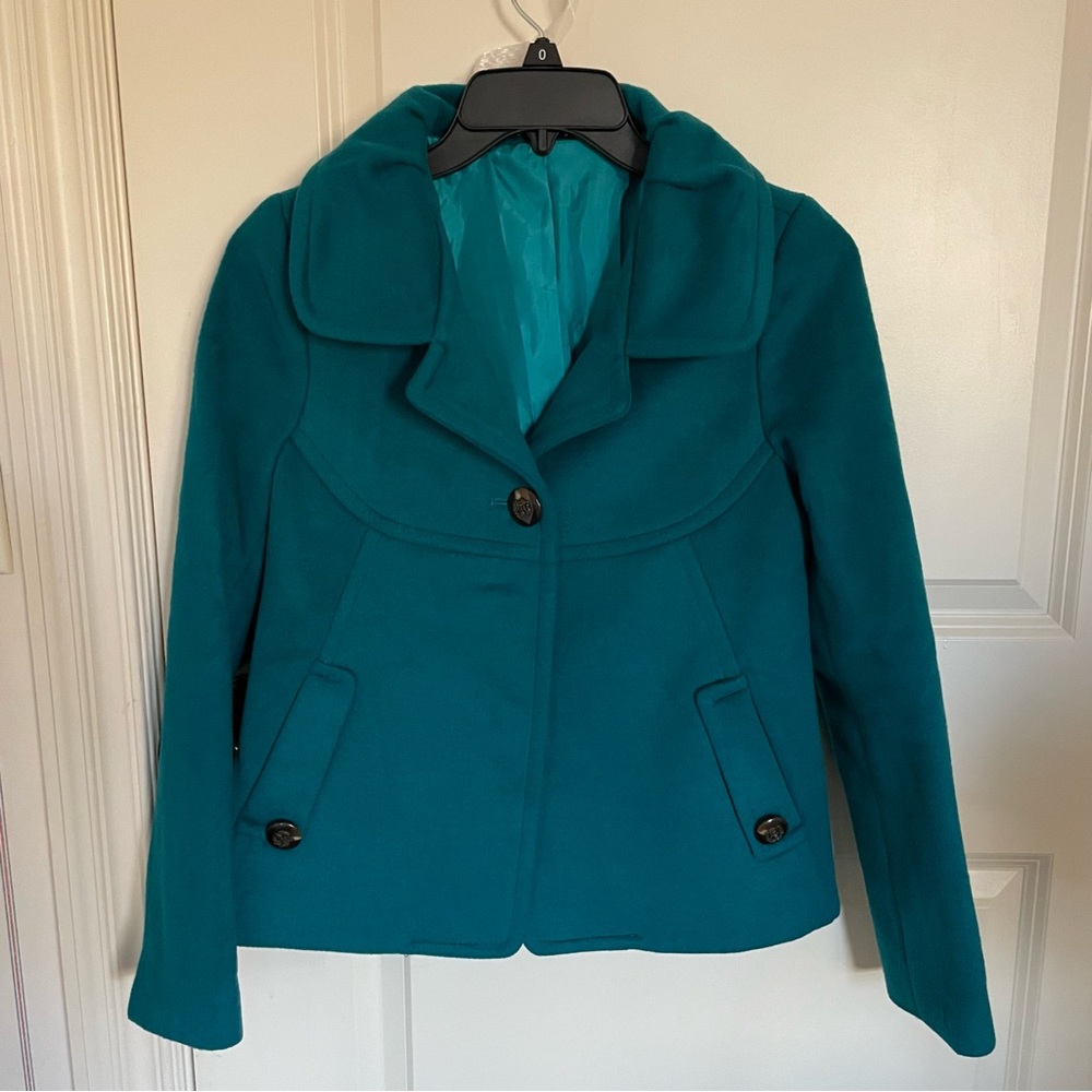 Teal Blue Peacoat-Light Fall Jacket - image 1